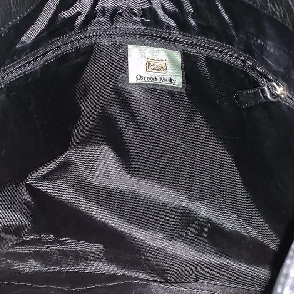 Osgoode Marley luxe black leather unisex flap messenger bag crossbody organizer